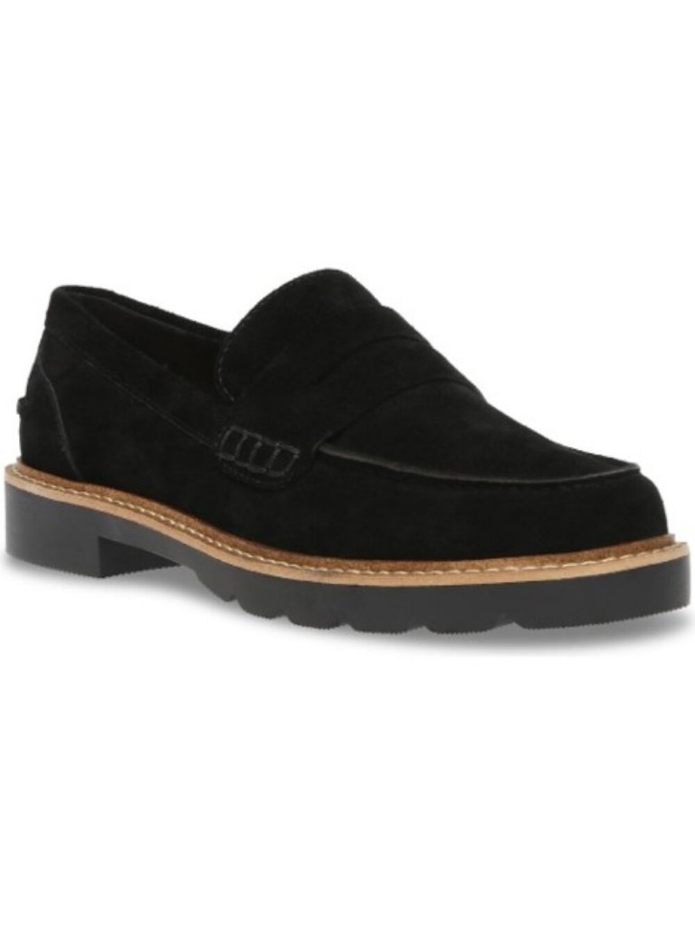 Anne Klein Emmylou Lug Sole Loafers Black Suede Shoes 9.5